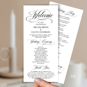 Elegant Wedding Ceremony Order, Black and White Programme