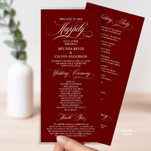 Elegant Wedding Ceremony Order, Classy Burgundy Programme