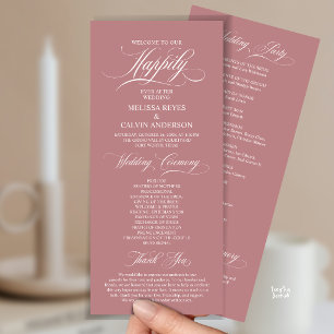 Elegant Wedding Ceremony Order, Classy Dusty Rose Programme