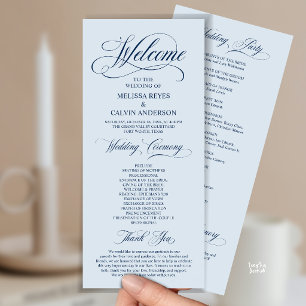 Elegant Wedding Ceremony Order, Classy Navy Blue Programme