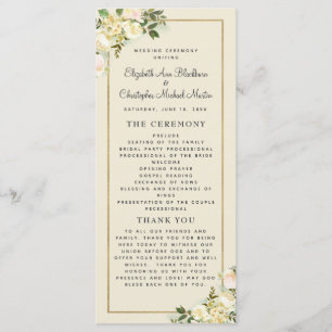 Elegant Wedding Ceremony Program Chic Watercolor Programme