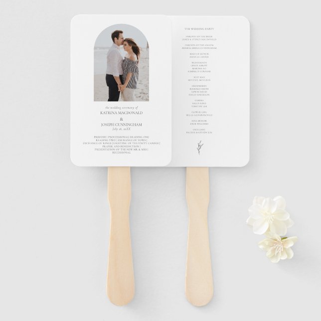 Elegant Wedding Ceremony Program Photo  Hand Fan (Front and Back)