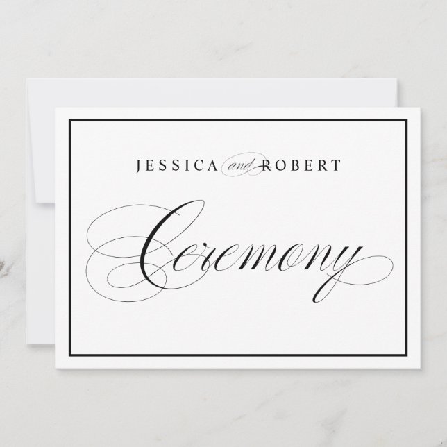Elegant Wedding Ceremony Sign Black Border (Front)