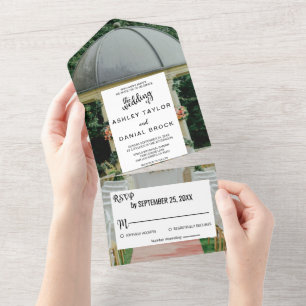 Elegant wedding ceremony summer floral wedding all in one invitation