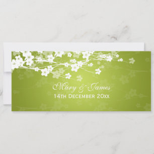 Elegant Wedding Cherry Blossom Lime Green Invitation