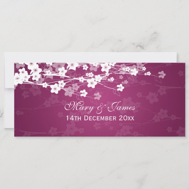 Elegant Wedding Cherry Blossom Plum Invitation (Front)