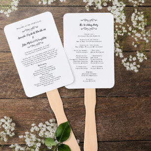 Elegant Wedding Chic Ceremony Program Black White Hand Fan