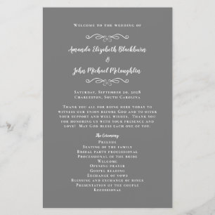 Elegant Wedding Chic Grey Modern Ceremony Program