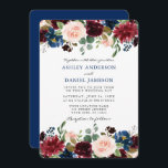 Elegant Wedding Classic Blue Watercolor Floral Invitation<br><div class="desc">Modern Elegant,  Classic Blue,  Watercolor Burgundy Marsala Blue Pink Floral with Greenery Wedding Invitation. Rounded Edges</div>