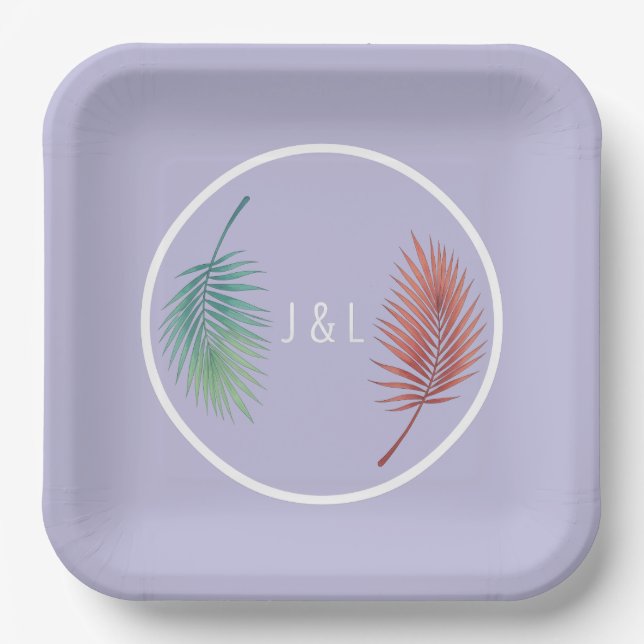 Elegant wedding classic stylised "J & L" monogram Paper Plate (Front)