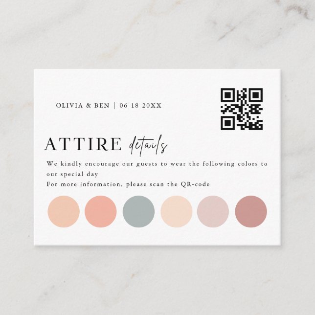 Elegant Wedding Colour Dress Code Insert  (Front)