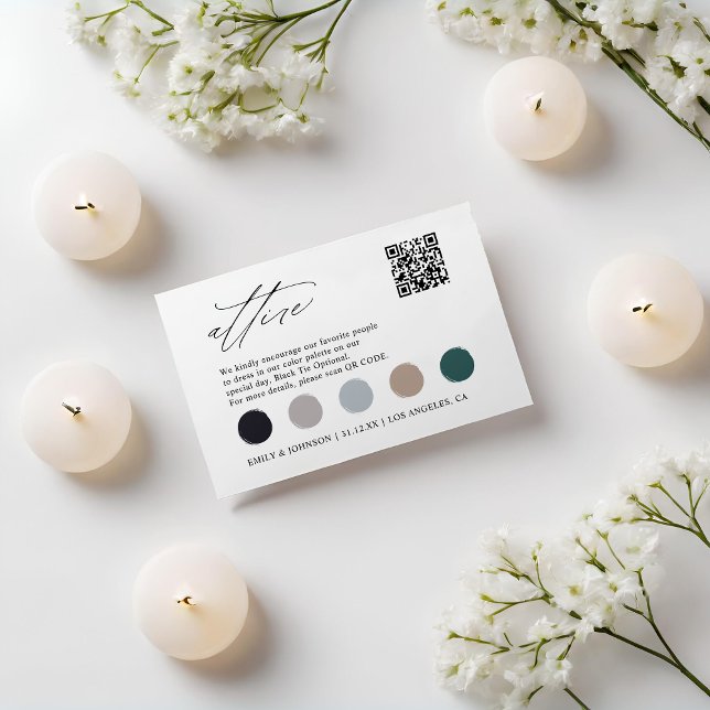 Elegant Wedding Colour Palette Attire QR Code Enclosure Card (Creator Uploaded)
