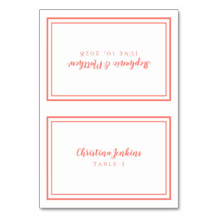 Elegant Wedding Coral Custom Guest Place Card 