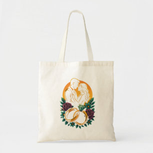 Elegant Wedding Couple Floral Ring Tote Bag