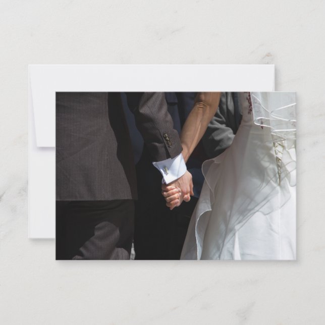 Elegant Wedding Couple Holding Hands RSVP (Front)