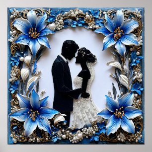Elegant Wedding Couple Silhouettes Poster