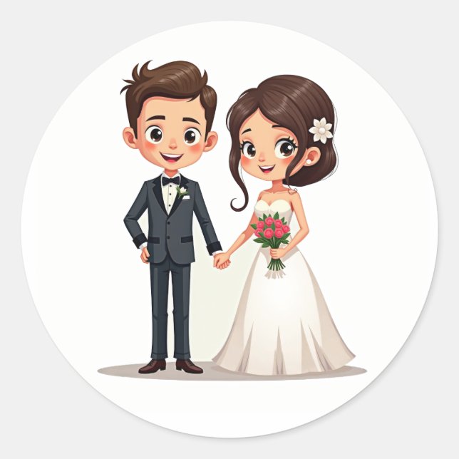 Elegant Wedding Couple Sticker (Front)