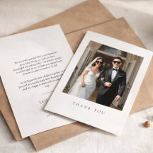 Elegant Wedding Couple Sunglasses Photo Thank You