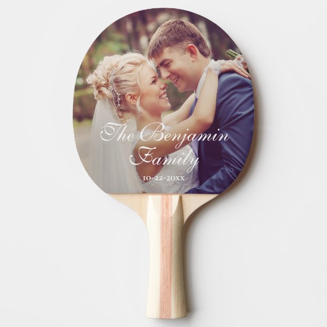 Elegant Wedding Couple Table Tennis Custom Ping Pong Paddle (Front)