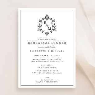 Elegant Wedding Crest Monogram Rehearsal Dinner Invitation
