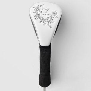 Elegant Wedding Crest Personalised Name and Year Golf Head Cover