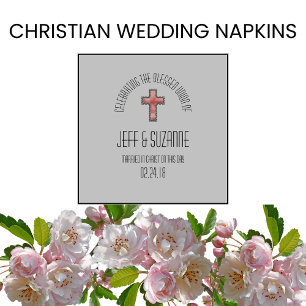 Elegant Wedding Cross Names Napkin