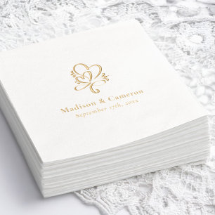 Elegant Wedding Custom Gold Foil Stamped Napkins
