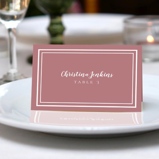 Elegant Wedding Custom Guest Place Card Dusty Rose (Creator Uploaded)