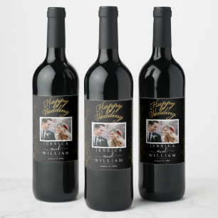Elegant Wedding Custom Photo Wine Label
