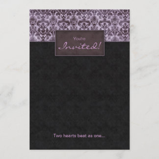 Elegant Wedding Damask Purple Black Invitation