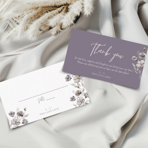 Elegant wedding dark purple watercolor thank you place card