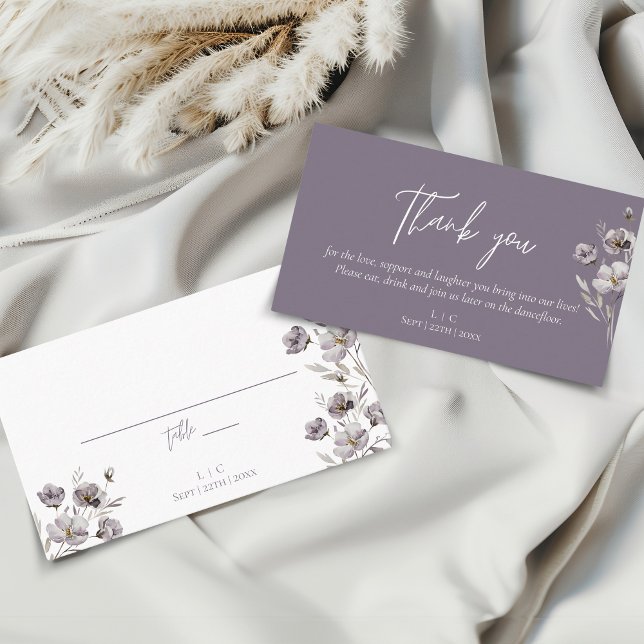 Elegant wedding dark purple watercolor thank you place card (Creator Uploaded)