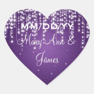 Elegant Wedding Date Night Dazzle Purple Heart Sticker