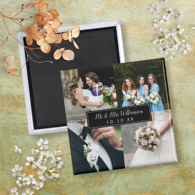 Elegant Wedding Day Photo Collage Magnet (Elegant Wedding Day Photo Collage Magnet)
