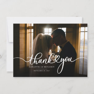 Elegant Wedding Day Photo Script Thank You Card