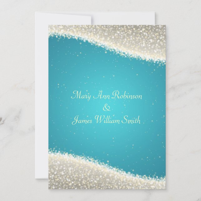 Elegant Wedding Dazzling Sparkles Turquoise Invitation (Front)