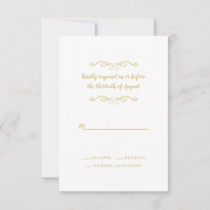 Elegant Wedding Delicate Gold Classic Minimalist RSVP Card