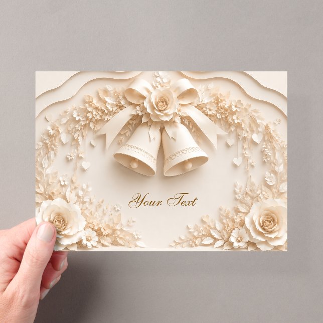 Elegant wedding design with bells and roses acrylic invitations (Insitu (Handheld))