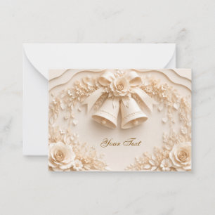 Elegant wedding design with bells and roses card