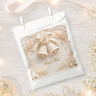Elegant wedding design with bells and roses favour bags