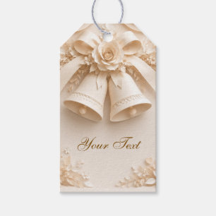 Elegant wedding design with bells and roses gift tags