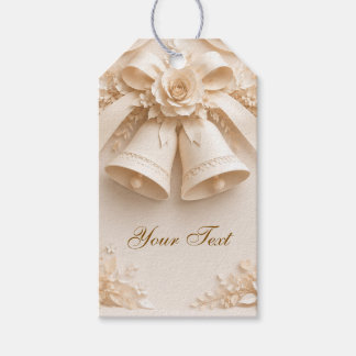 Elegant wedding design with bells and roses gift tags