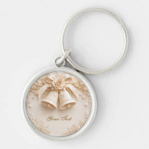 Elegant wedding design with bells and roses key ring