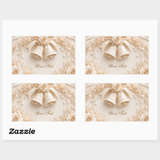 Elegant wedding design with bells and roses rectangular sticker
