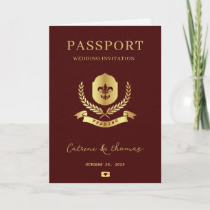Elegant Wedding Destination Passport World Map  Invitation