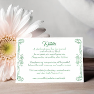 Elegant Wedding Details Card – Green Rose Filigree