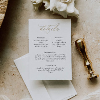 Elegant Wedding Details Card with Calligraphy Font