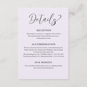 Elegant Wedding Details Enclosure Card