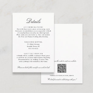 Elegant Wedding Details Hotel Info QR code Enclosure Card