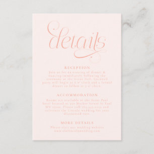 Elegant Wedding Details Peach Enclosure Card